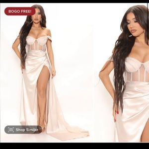 Champagne Satin Fashionnova Dress